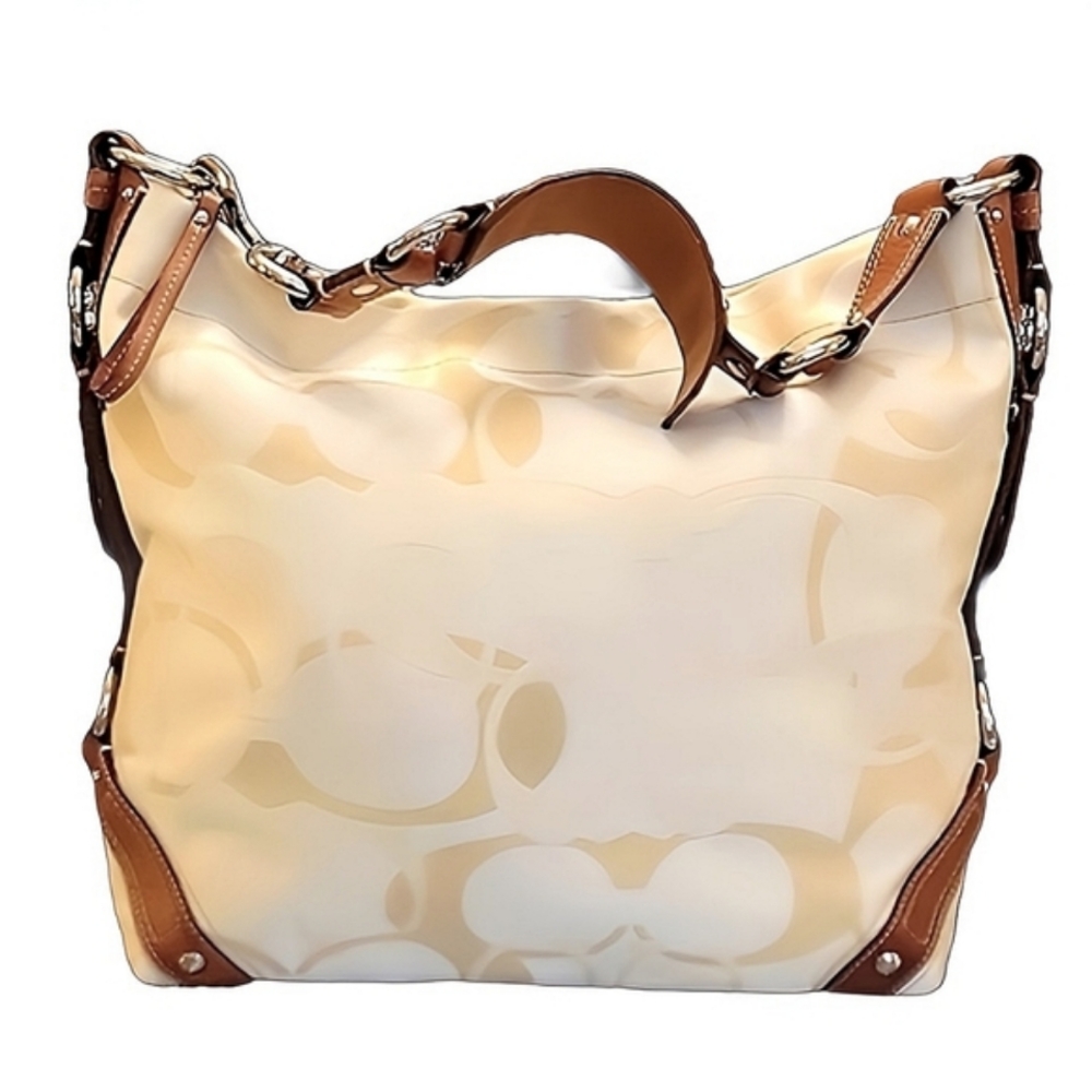 SOLD ELSEWHERE COACH Carly Lea & Canvas Sig C Hobo Shld Bag LIKE NEW & GORGEOUS! - Picture 7 of 16